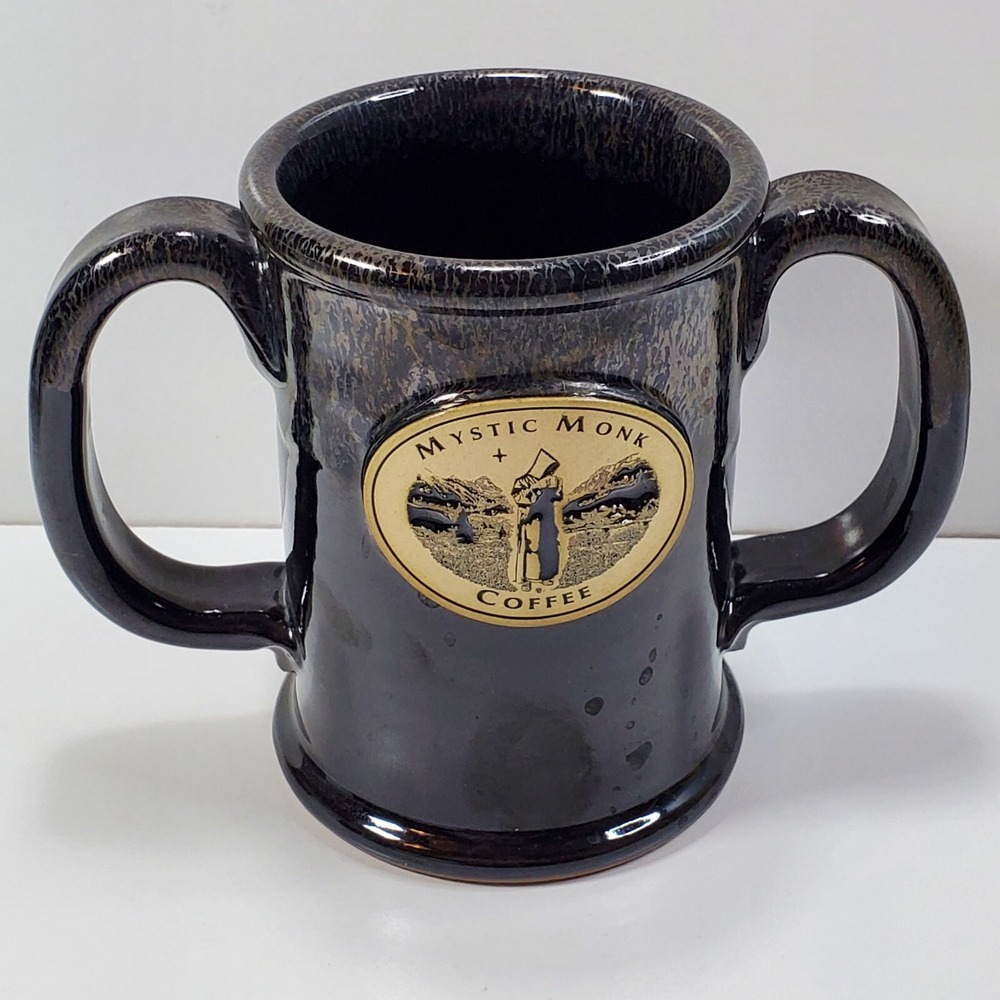 Sunset Hill Stoneware Mystic Monk Double Handle Coffee Mug Handcrafted in USA